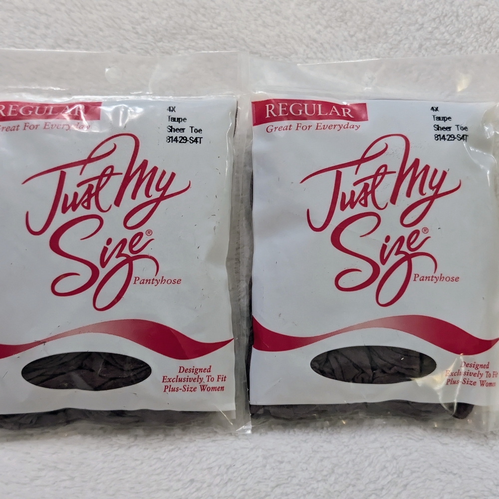 New JMS Just My Size Women's 2 Pack Regular 4X  Taupe Sheer Toe Pantyhose